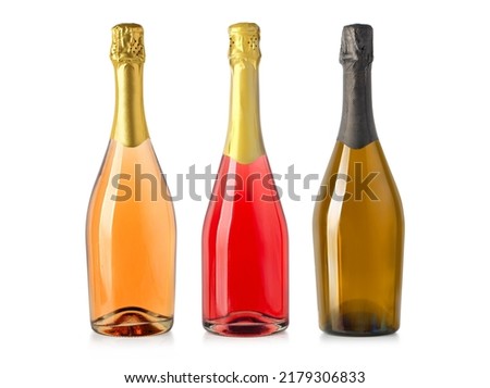 Sparkling  wine bottles, champagne bottle isolated on white background  Royalty-Free Stock Photo #2179306833
