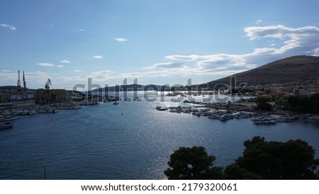 Croatian landscape: View of the harbour. City of Trogir, Croatia. Summer season.