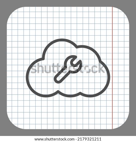 Repair, cloud simple icon vector. Flat design. On graph paper. Grey background.ai