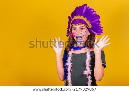 caucasian, brazilian child dressed for carnival. wow, incredible, unbelievable. Royalty-Free Stock Photo #2179329067