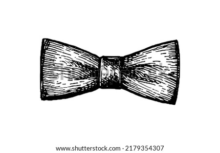 Bow tie. Ink sketch isolated on white background. Hand drawn vector illustration. Vintage style stroke drawing.