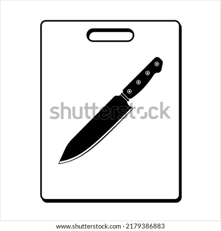 Cutting Board Knife Icon, Vegetable Chopping Board, Cutting Knife Vector Art Illustration