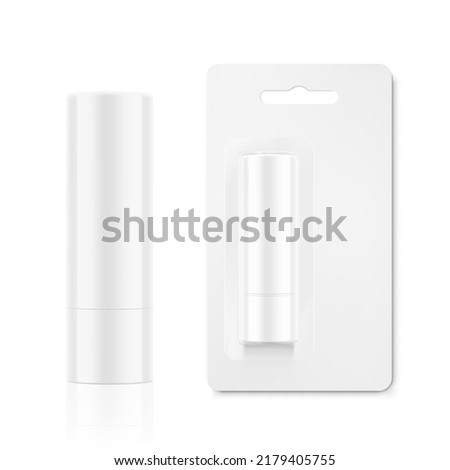 Lip balm with blister. Vector illustration isolated on white background. Ready for your design. EPS10. Royalty-Free Stock Photo #2179405755