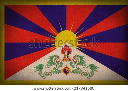 Tibet flag pattern on the fabric texture ,retro vintage style