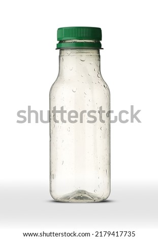 a small plastic juice bottle on a white background