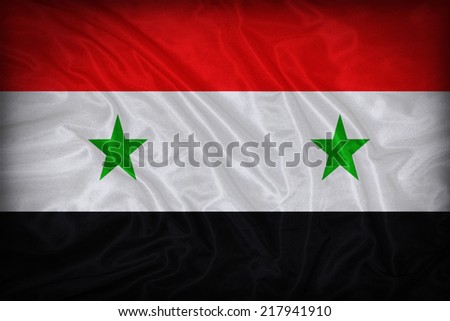 Syria flag pattern on the fabric texture ,vintage style