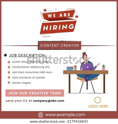 We are hiring content creator join our team digital creator job recruitment banner