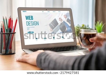Website design software provide modish template for online retail business and e-commerce Royalty-Free Stock Photo #2179427581