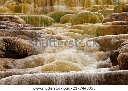 Sinter Terraces, Hot Springs, Minerals, Jupiter Spring, Mammoth Hot Springs, Yellowstone National Park, Wyoming, USA