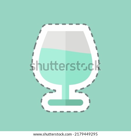 Sticker line cut Cognac Glass. suitable for Drink symbol. simple design editable. design template vector. simple symbol illustration