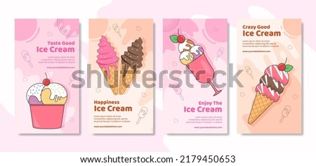 Ice Cream Social Media Stories Template Flat Cartoon Background Vector Illustration Royalty-Free Stock Photo #2179450653