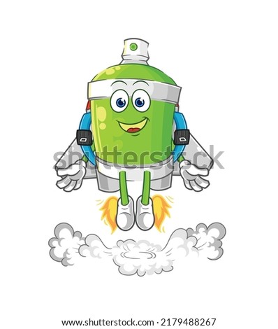 the spray paint with jetpack mascot. cartoon vector