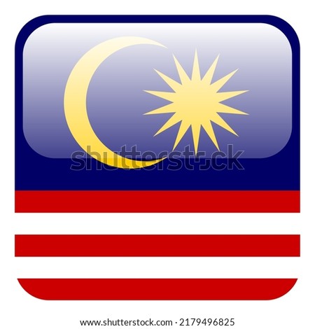 The flag of Malaysia. Standard colors. Square icon. Icon design. Computer illustration. Digital illustration. Vector illustration.