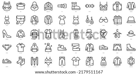 Set of thin line fashion Icons. Vector illustration