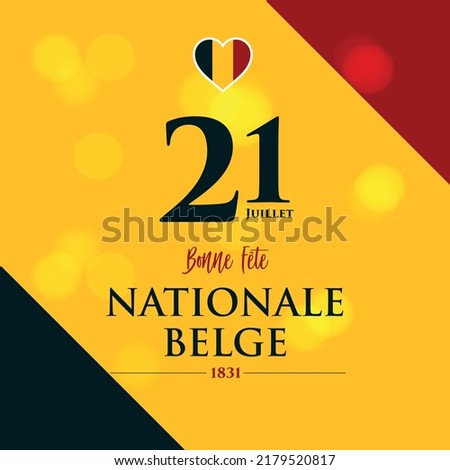 Happy Belgian National Day (Bonne Fete Nationale Belge in French). (Fijne Belgische Nationale Feestdag in Dutch) Belgian National Day. July 21. Background, poster, greeting card, banner design. Royalty-Free Stock Photo #2179520817