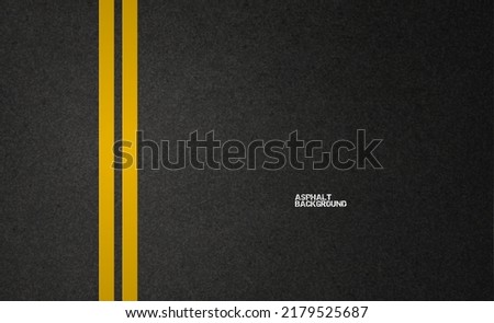 Asphalt road texture background of black tarmac surface, realistic vector street. Asphalt road with yellow line of traffic lane, highway or roadway background for racing with tar or tarmac texture Royalty-Free Stock Photo #2179525687