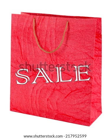Sale concept. Color shopping bag, isolated on white