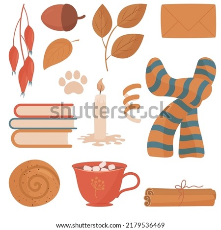 big stylish collection of autumn clip art elements. cozy atmosphere and warm colors