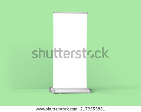 Rollup banner mockup isolated on green background