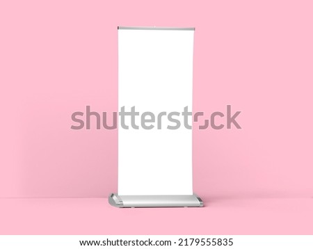Rollup banner mockup isolated on pink background
