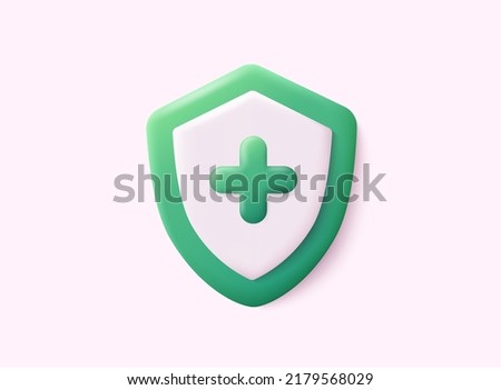 Shield icon. Health care concept. Health insurance concept. immune system shield. 3D Web Vector Illustrations. 
