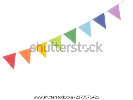 Festive bunting flags isolated on white