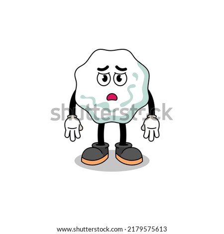 chewing gum cartoon illustration with sad face , character design