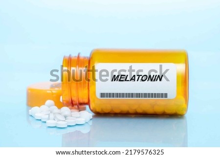 Melatonin Drug In Prescription Medication  Pills Bottle Royalty-Free Stock Photo #2179576325