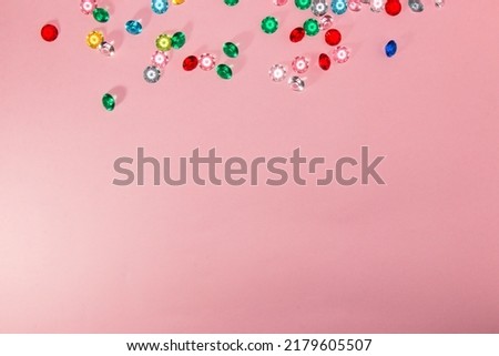 rain colorful fake gemstone in top pink pose wallpaper, creative art modern design, copy space