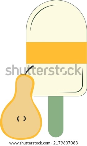 vector pear ice cream illustrations in flat style isolated on white