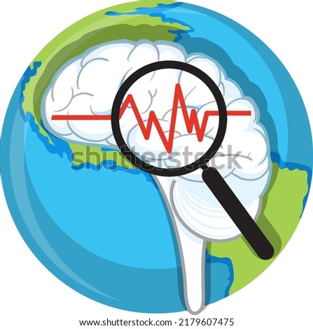Earth planet with human brain illustration