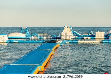 towed jet ski dock on blue sea background
