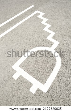 Road Marking For Electric Car Charging Point In Car Park