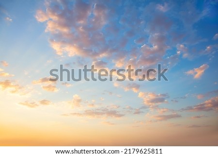 Pastel Gentle colors of  Sunset  Sunrise Sundown Sky with colorful clouds without any birds Royalty-Free Stock Photo #2179625811