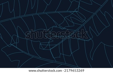 Banana leaves textured vector background, hand drawn illustration

