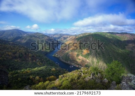 View of the heart of the Ribeira Sacra from the Matacas viewpoint in Ourense Galicia Royalty-Free Stock Photo #2179692173