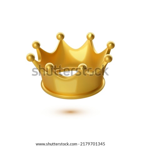 3D gold crown. Royal majesty symbol