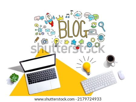 Blog theme with computers and a light bulb