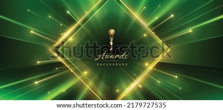 Green Golden Award Background. Diamond Luxury Graphics. Stage Motion Visuals. Islamic Eid Festival Post. Elegant Luxury Shine Modern Template Certificate. Spotlight Rays Coming Stars Effect. Royalty-Free Stock Photo #2179727535