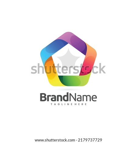 colorful pentagon logo design template Royalty-Free Stock Photo #2179737729