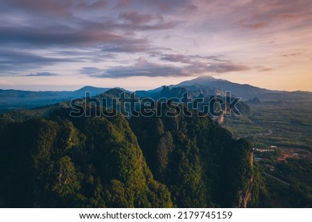 Aerial view of landscape in Krabi province, Thailand.