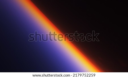 Twighlight planet over stratosphere space ,surface fill with clouds. took from 3D Simulation. Royalty-Free Stock Photo #2179752259