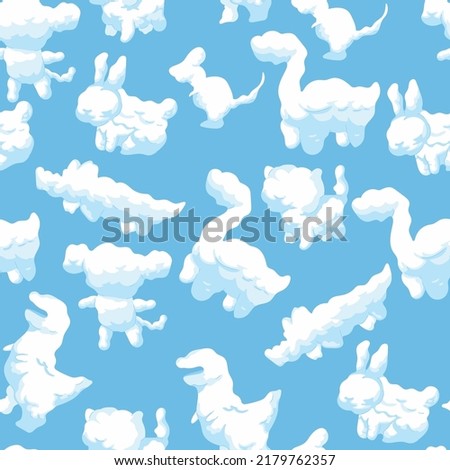 Animals cloud vector cartoon seamless pattern background for wallpaper, wrapping, packing, and backdrop.