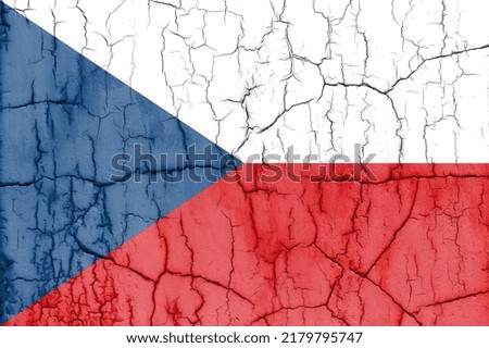 Textured photo of the flag of Czech Republic with cracks.