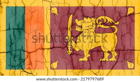Textured photo of the flag of Sri Lanka with cracks.
