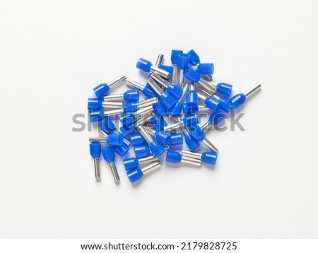 Electrical crimp terminal connector. Ferrule isolated on White. Royalty-Free Stock Photo #2179828725