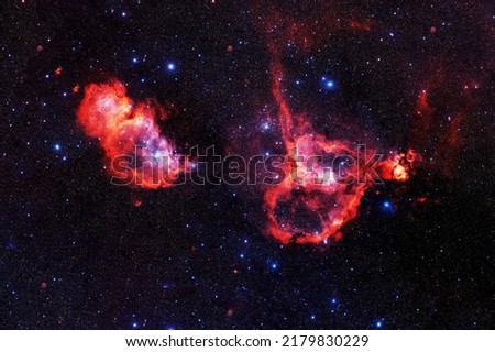 Red space nebula. Elements of this image furnished by NASA. High quality photo