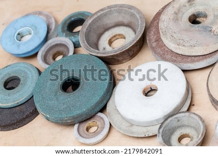 Mix of various sizes Grinding wheels collection.