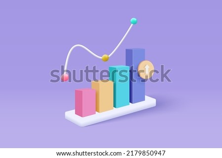 Leadership for invest finance successful. Excellent business graph on background. under creative solution in 3D vector render on purple background. 3d vector for business, bank, finance, investment Royalty-Free Stock Photo #2179850947