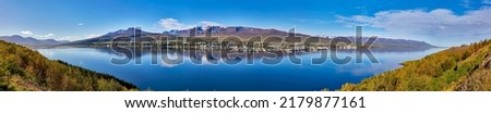 View over the fjord Eyjafjörður to Akureyri, Iceland Royalty-Free Stock Photo #2179877161